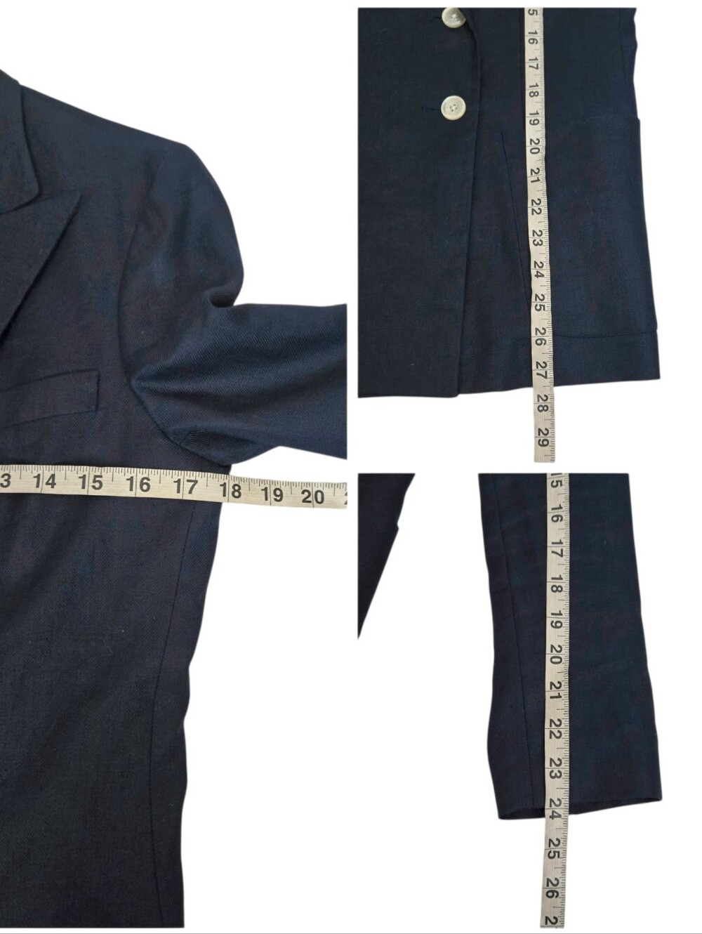 Lauren Ralph Lauren Linen Navy Double-Breasted Blazer - Picture 12 of 12